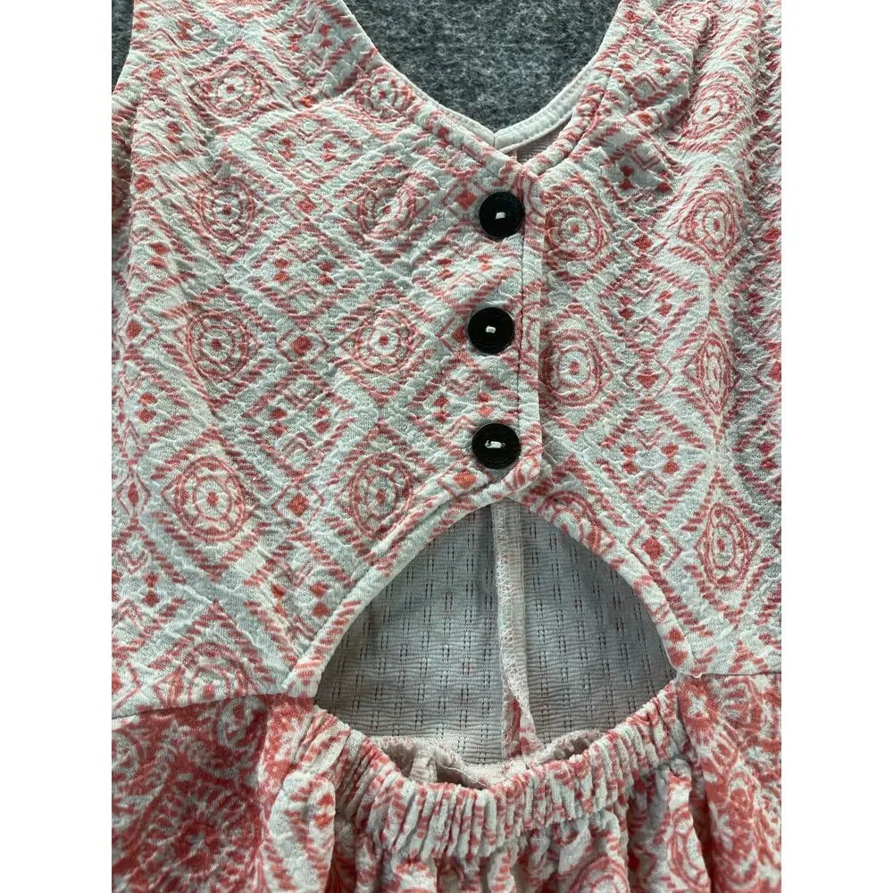 Rewind Girls Pink Aztec Print Button-Back Sleeveless Mini Dress Size Small